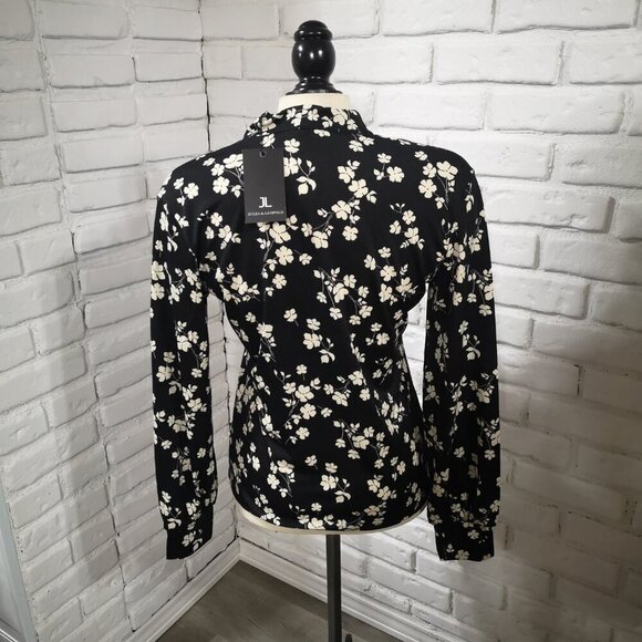 NWT Jules & Leopold Ladies Size Medium Black & Cream Flower Pattern Blouse - Picture 2 of 10